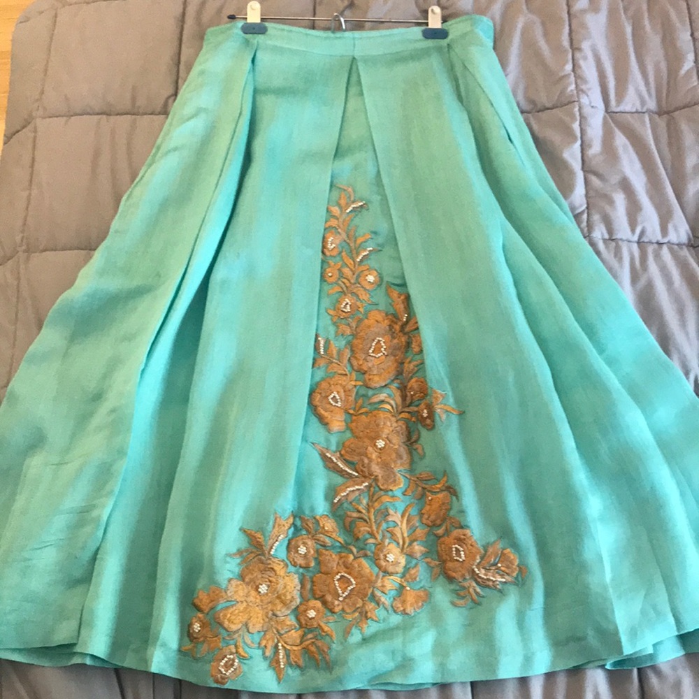 Turquoise and rustic gold skirt